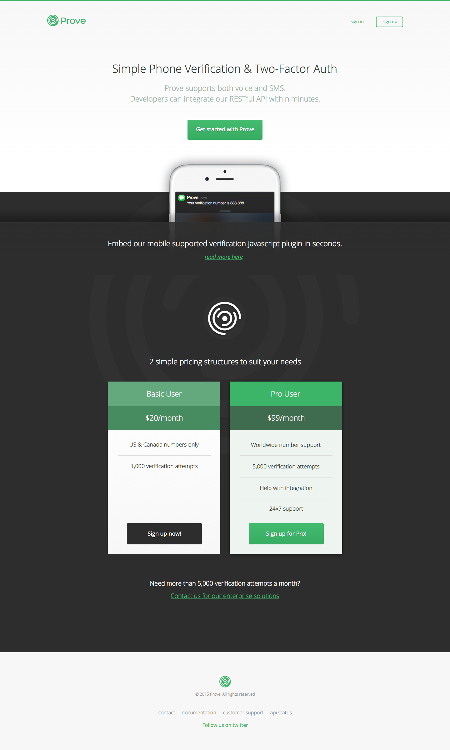 Prove - home page design